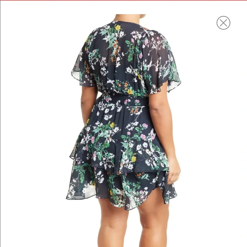 Chiffon Floral Print Flutter Dress - Picture 3 of 3